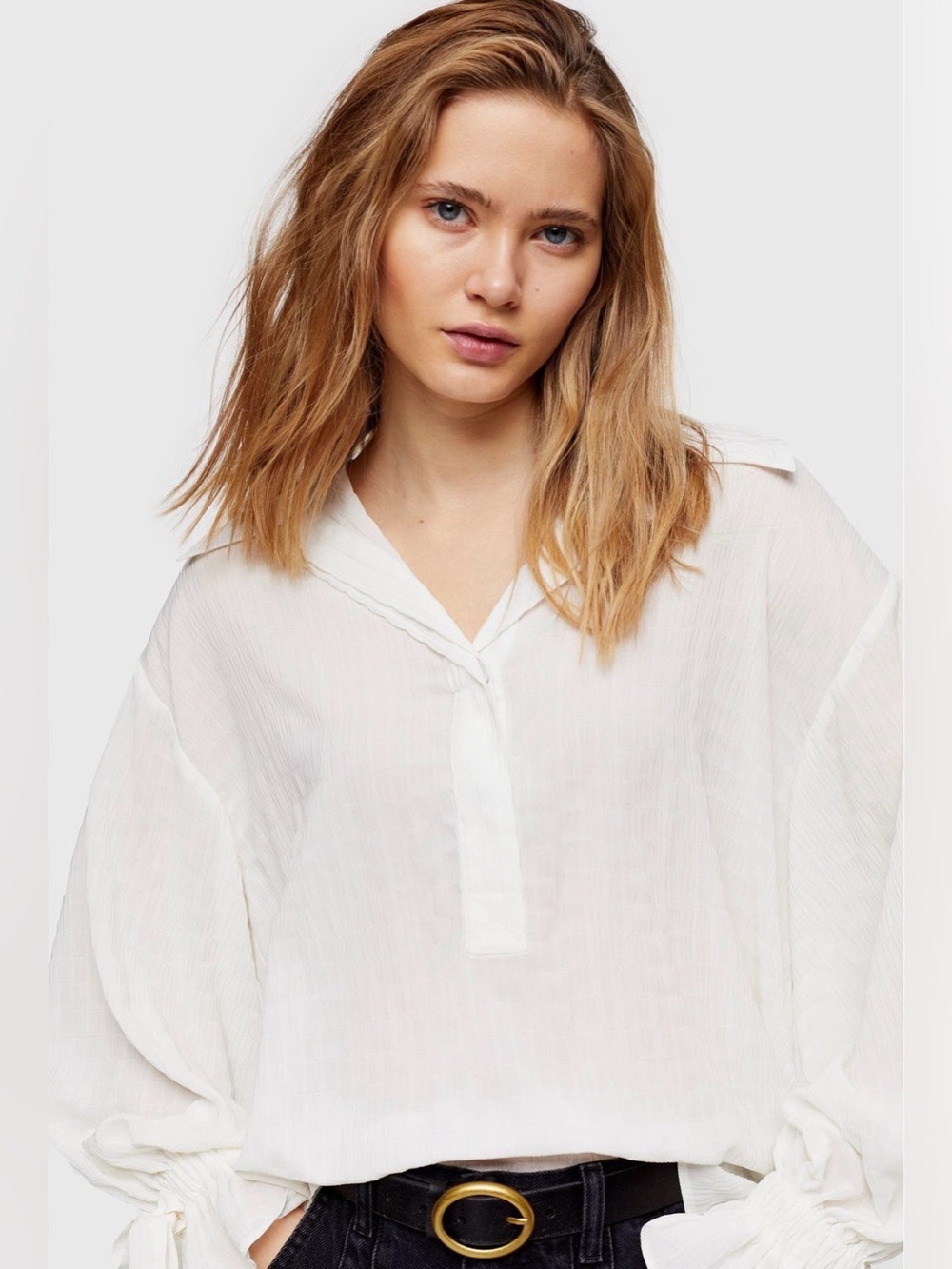 TOPSHOP Oversize Sheer Smock Poet Blouse